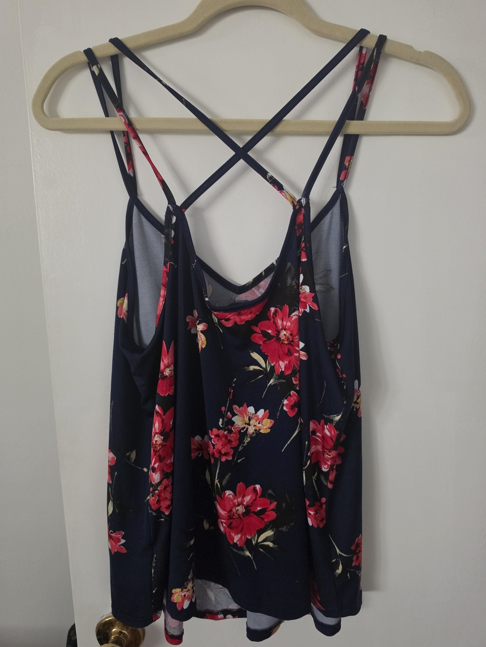 Papermoon Navy Floral Crisscross Strappy Camisole, Size M